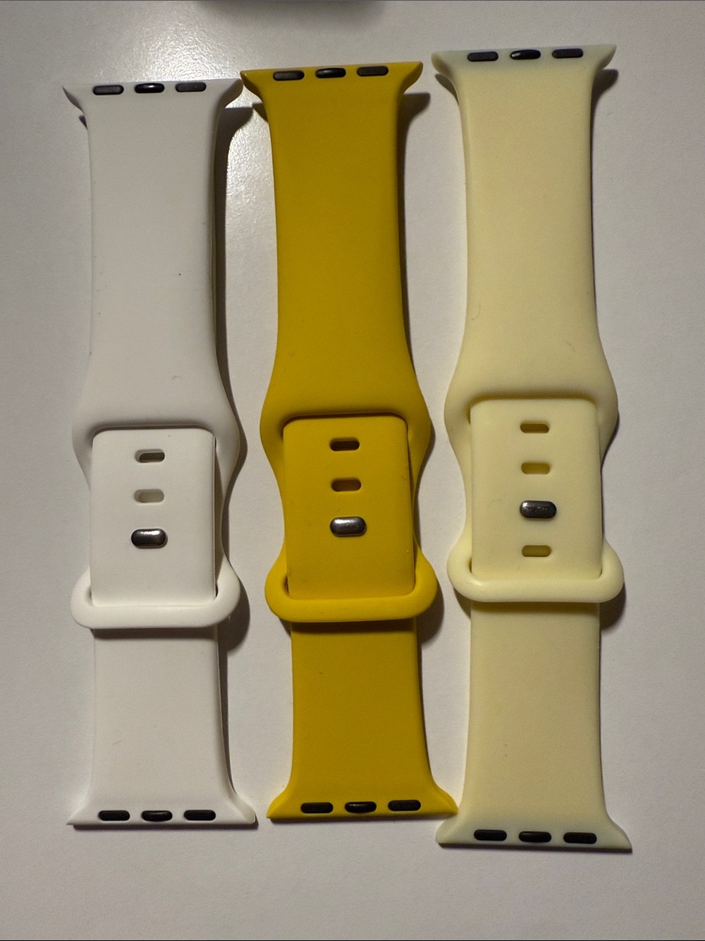 Silicone Replacement Watch Band - White, Yellow, Cream